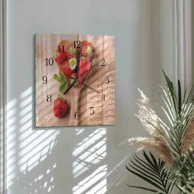 Vierkante glazen klok Aardbei