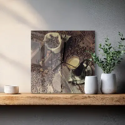 Decoratieve glazen klok vierkant Koffie