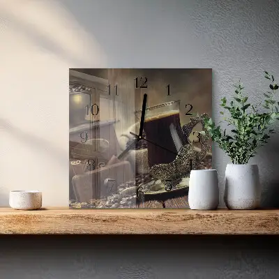 Vierkante glas klok Koffie
