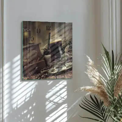 Vierkante glas klok Koffie