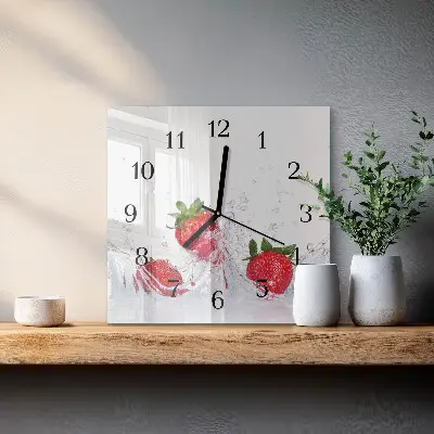 Vierkante glazen klok Aardbei