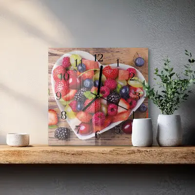 Vierkante glazen klok Fruit