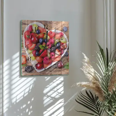 Vierkante glazen klok Fruit