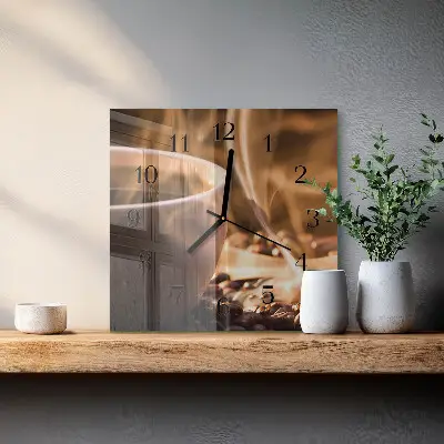 Decoratieve glazen klok vierkant Koffie
