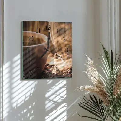 Decoratieve glazen klok vierkant Koffie