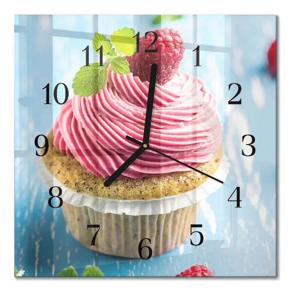 Decoratieve glazen klok vierkant Frambozenmuffin