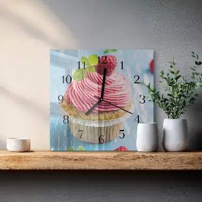 Decoratieve glazen klok vierkant Frambozenmuffin