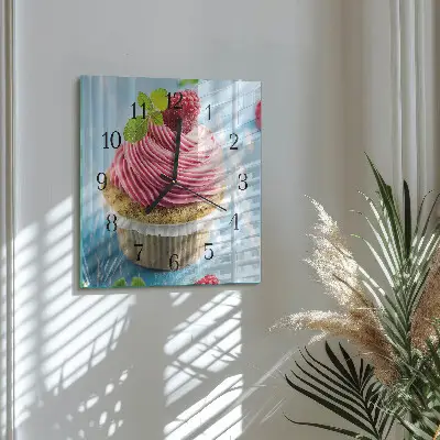 Decoratieve glazen klok vierkant Frambozenmuffin