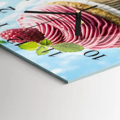 Decoratieve glazen klok vierkant Frambozenmuffin