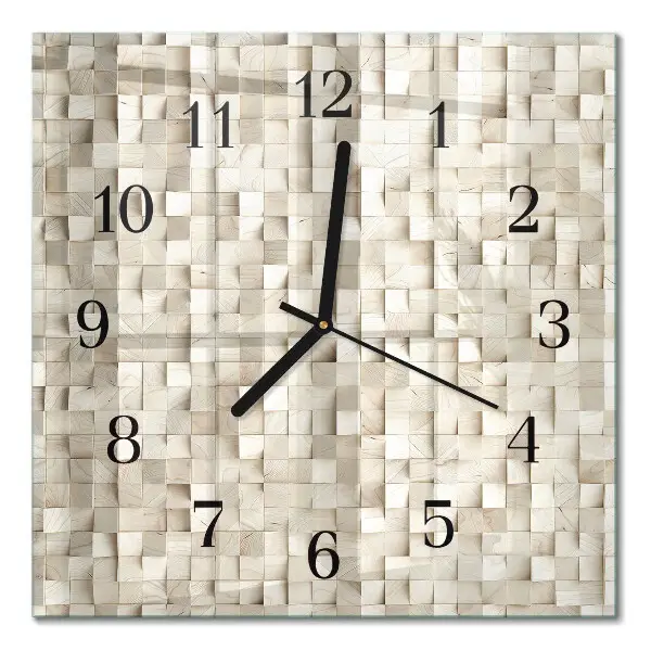 Moderne wandklok glas vierkant Houten mozaïek