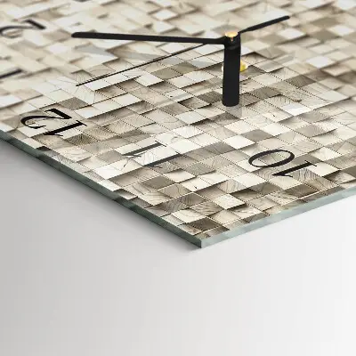Moderne wandklok glas vierkant Houten mozaïek