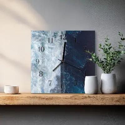 Vierkante glas klok Oceaangolven