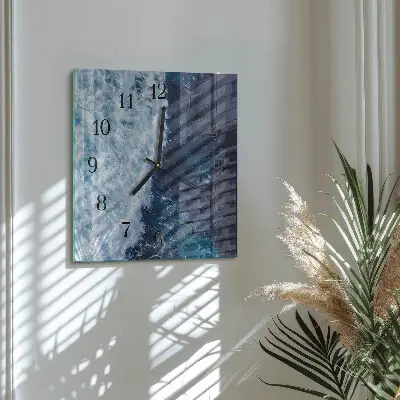Vierkante glas klok Oceaangolven