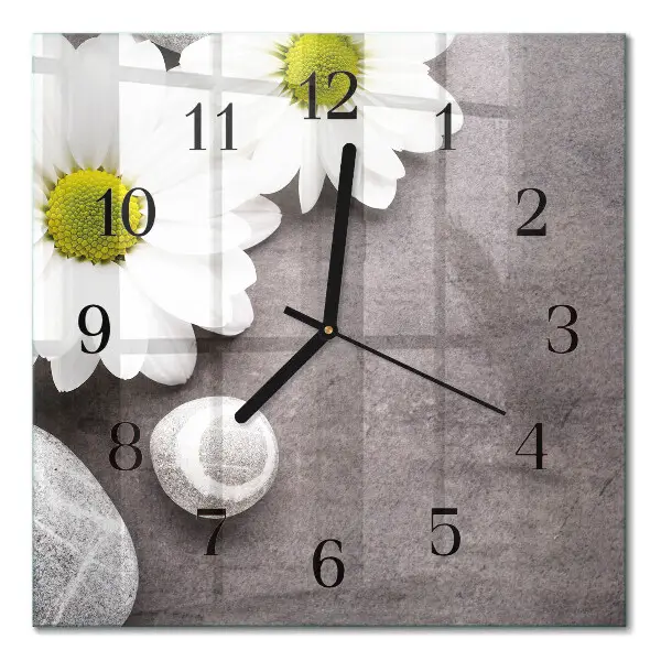 Decoratieve glazen klok vierkant Bloemen en stenen