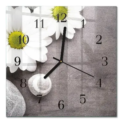 Decoratieve glazen klok vierkant Bloemen en stenen