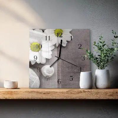 Decoratieve glazen klok vierkant Bloemen en stenen