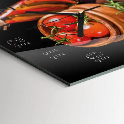 Vierkante glas klok Tomaten en knoflook