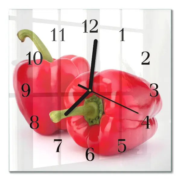 Vierkante glazen wandklok Peper