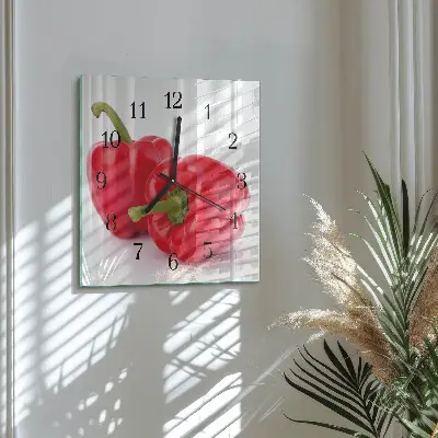 Vierkante glazen wandklok Peper