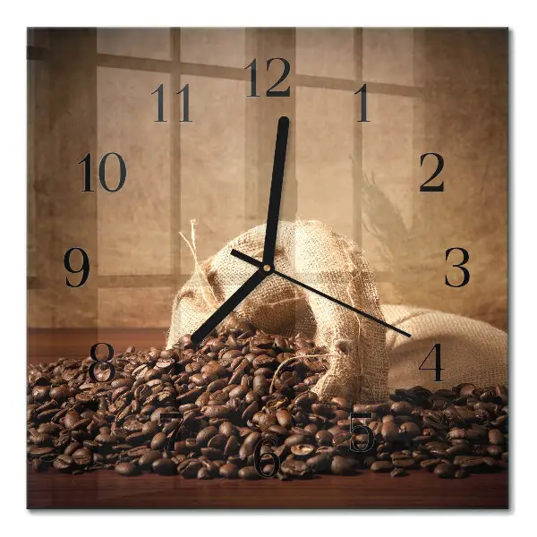 Moderne wandklok glas vierkant Koffie