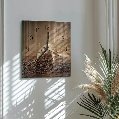 Moderne wandklok glas vierkant Koffie