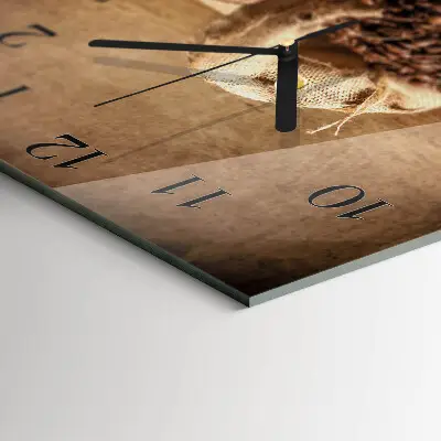 Moderne wandklok glas vierkant Koffie