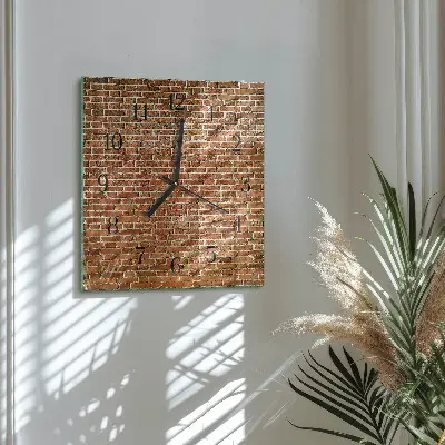 Vierkante glazen klok Baksteen