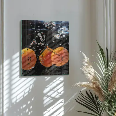 Decoratieve glazen klok vierkant Sinaasappels