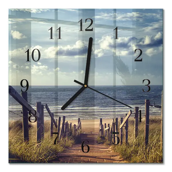 Moderne wandklok glas vierkant Strand zee