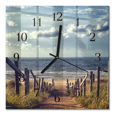 Moderne wandklok glas vierkant Strand zee