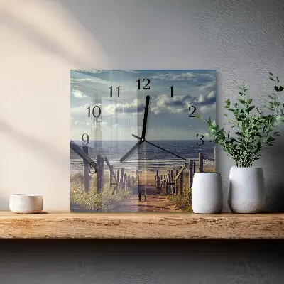 Moderne wandklok glas vierkant Strand zee