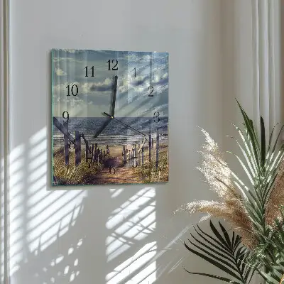 Moderne wandklok glas vierkant Strand zee