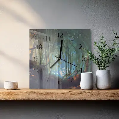 Decoratieve glazen klok vierkant Mystiek bos