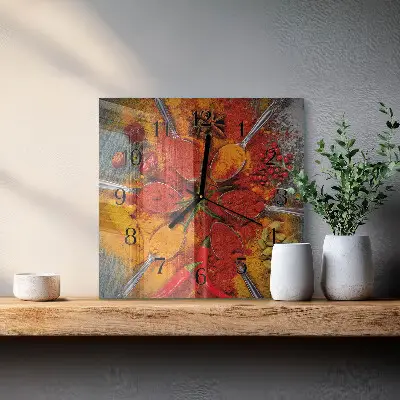 Vierkante glazen wandklok Specerijen