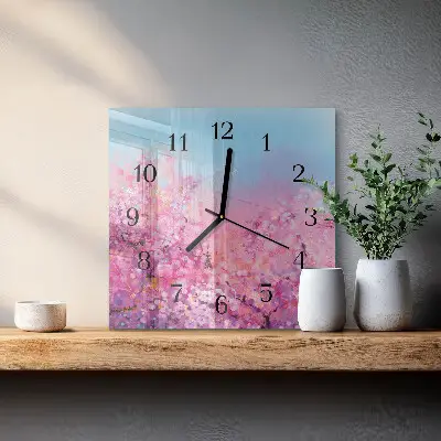 Vierkante glas klok Bloemenpatroon