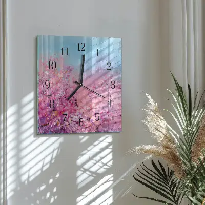 Vierkante glas klok Bloemenpatroon