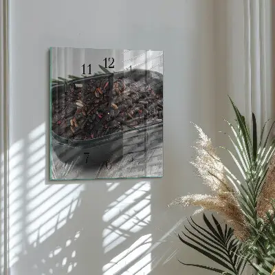 Vierkante glazen wandklok Zwarte rijst
