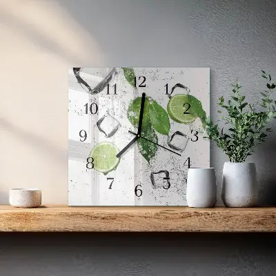 Moderne wandklok glas vierkant Limoenen