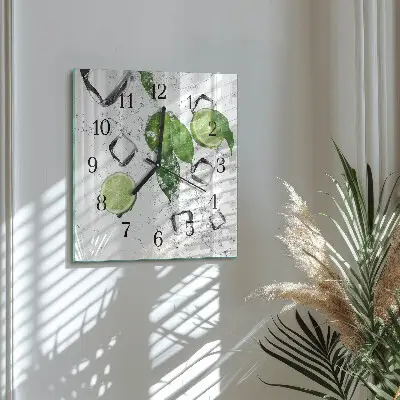 Moderne wandklok glas vierkant Limoenen