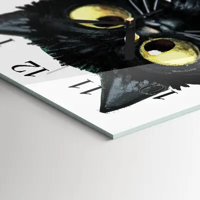 Vierkante glas klok Zwarte kat