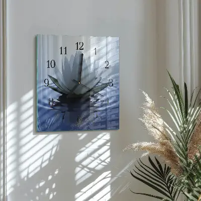 Vierkante glazen klok Waterlelie