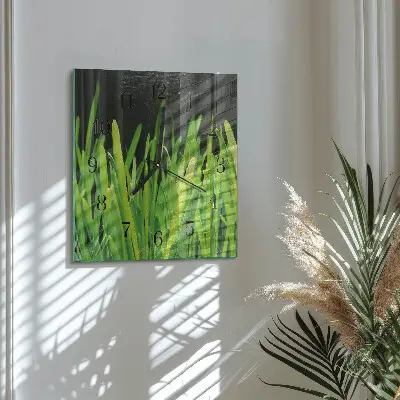 Moderne wandklok glas vierkant Gras