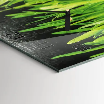 Moderne wandklok glas vierkant Gras