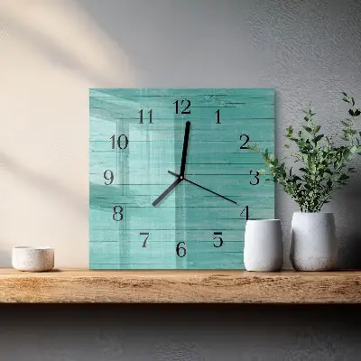 Vierkante glas klok Groene borden