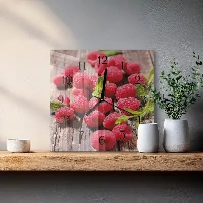 Vierkante glazen klok Frambozen