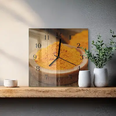 Decoratieve glazen klok vierkant Kurkuma