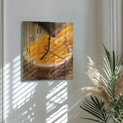 Decoratieve glazen klok vierkant Kurkuma