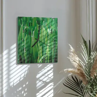 Vierkante glas klok Groen gras
