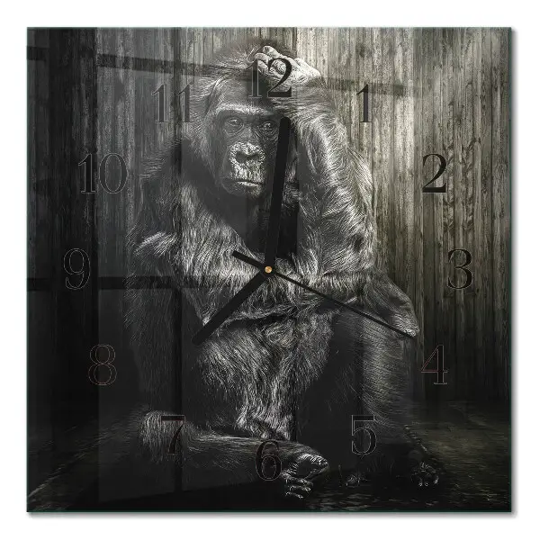 Moderne wandklok glas vierkant Gorilla