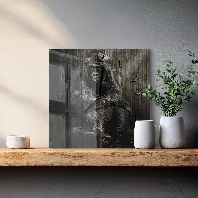 Moderne wandklok glas vierkant Gorilla